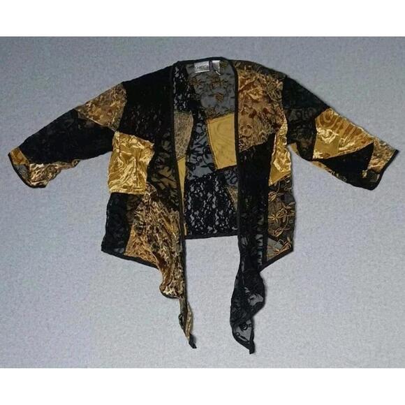 Chico's Sweaters - Chicos Lace Velvet Burnout Silk Blend Cardigan Womens Size 0 Black Leapard Fairy